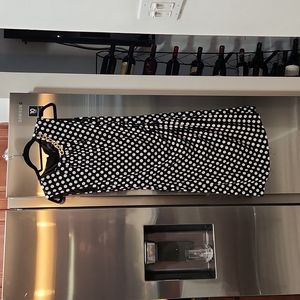 Tahari size 10 Black and White Polka Dot dress